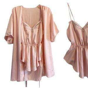 Vintage Victoria's Secret Gold Label Three Piece Embroidered Negligee Lingerie